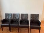 6x bruin leren eetkamer stoel, Huis en Inrichting, Vijf, Zes of meer stoelen, Gebruikt, Leer, Bruin