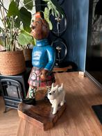 Vintage Kuifje en Bobby Houten Beeld - Handgesneden, Ophalen of Verzenden