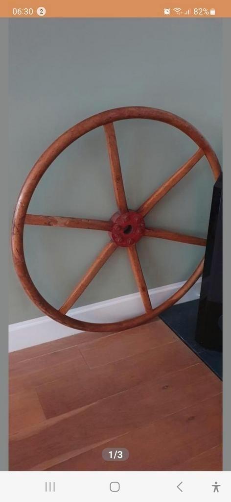 Handgemaakt eiken stuurwiel 1933, 110cm izgst naafgat 48.3mm, Watersport en Boten, Accessoires en Onderhoud, Zo goed als nieuw