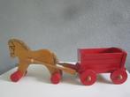 SISO vintage houten speelgoed paard met wagen/karretje, Antiek en Kunst, Ophalen of Verzenden