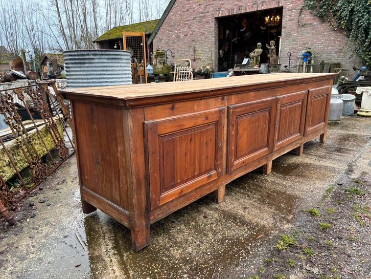 Oude toonbank of kookeiland met eiken blad of roomdivider, Antiek en Kunst, Curiosa en Brocante, Ophalen