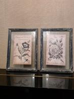 2 schilderijen bloemen glas met prent, Huis en Inrichting, Ophalen, Minder dan 50 cm, Zo goed als nieuw, Minder dan 50 cm