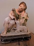 Oud gipsen beeld Johannes de Doper met schaap, Antiek en Kunst, Antiek | Religie, Ophalen of Verzenden