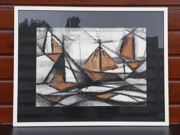 Schilderij boten groot handgemaakt, uniek er is er maar 1 va beschikbaar voor biedingen