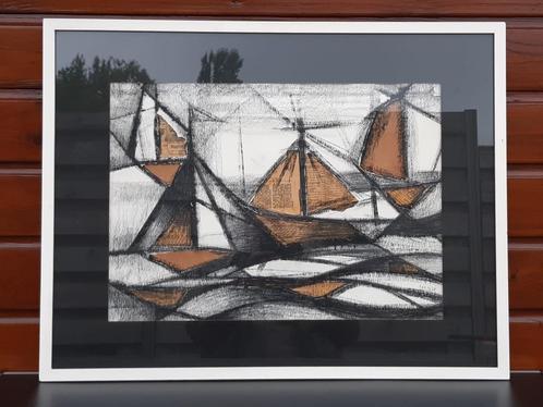 Schilderij boten groot handgemaakt, uniek er is er maar 1 va, Huis en Inrichting, Woonaccessoires | Schilderijen, Tekeningen en Foto's