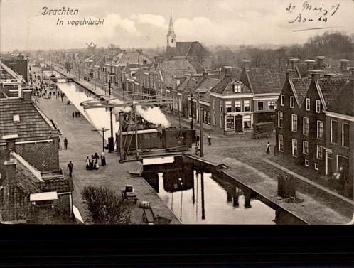 Drachten Stoomtram in Vogelvlucht st 1907, Verzamelen, Ansichtkaarten | Nederland, Gelopen, Friesland, Voor 1920, Ophalen of Verzenden