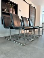 4/6 zwart lederen Henders & Hazel labeled design stoelen, Huis en Inrichting, Stoelen, Ophalen, Labeled collection, Zwart, Niet opgegeven