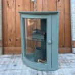 Vitrine kast groen sier hoek kastje pronkkast vitrinekast, Huis en Inrichting, Kasten | Vitrinekasten, Ophalen, Eikenhout, Brocante landelijk