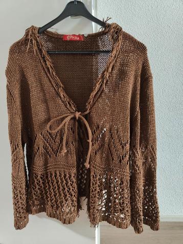 Paprika camel bruin knitted vest xl-xxl Ibiza boho  beschikbaar voor biedingen