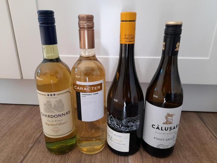 4 flessen witte wijn, Verzamelen, Wijnen, Nieuw, Witte wijn, Frankrijk, Ophalen
