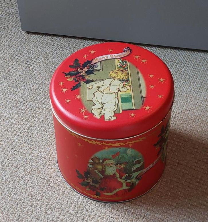 Groot vintage kerst blik, Diversen, Kerst, Gebruikt, Ophalen of Verzenden