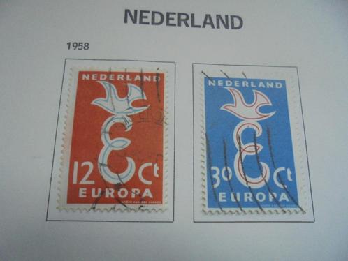 2 postzegels Nederland, serie Europzegel 1958, Postzegels en Munten, Postzegels | Nederland, Gestempeld, Ophalen of Verzenden