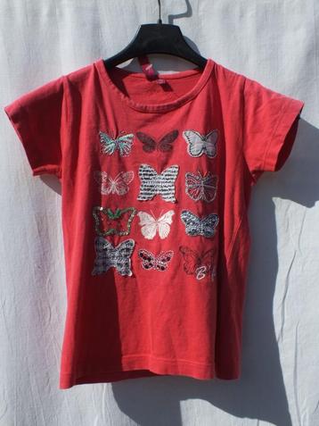 Roze t-shirt met vlinders.Mt 116/122.Merk Persival beschikbaar voor biedingen