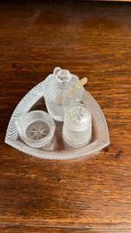 Peper, zout en mosterd setje van oud glas, Antiek en Kunst, Ophalen of Verzenden