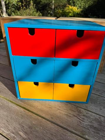 IKEA moppe houten ladekastje organizer rood blauw geel beschikbaar voor biedingen