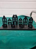 waxinehouder huisjes metaal zwart, Huis en Inrichting, Woonaccessoires | Overige, Ophalen of Verzenden, 'T Olde Gre-j, Info@toldegrej.nl