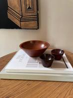 Set Japanese Teak Schalen Chip & Dip in Wabi Sabi Style, Gebruikt, Schaal, Rond, Ophalen of Verzenden