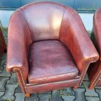 Schapenleren club fauteuil rood bruin + BEZORGING GRATIS