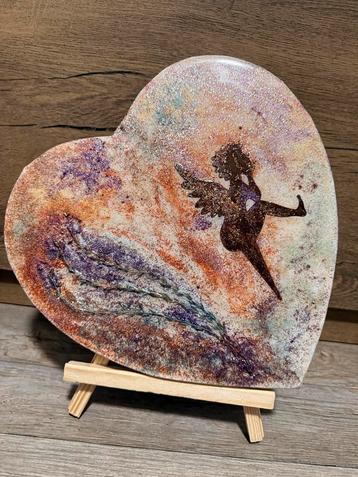 Handgemaakt Epoxy Schilderij - Engel & Lavendel beschikbaar voor biedingen