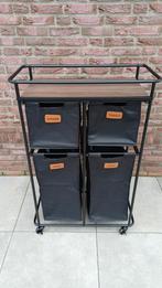 Rollende Wasmand Wassorteerder 150L Zwart / Hout 72x33x109cm, Ophalen of Verzenden, Nieuw, Zwart, Overige typen