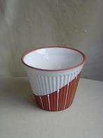 Vintage terracotta bloempot met wit glazuur jaren 60, Gebruikt, Rond, Binnen, Ophalen of Verzenden
