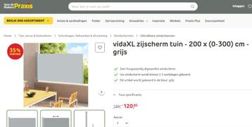 Praxis (vidaXL)windscherm - 200 x 300 cm - grijs NIEUW beschikbaar voor biedingen