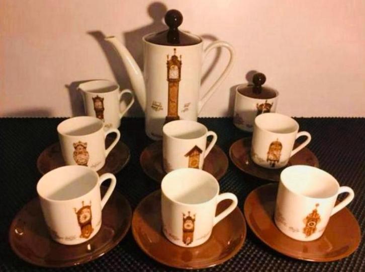 Vintage/ Antieke klokken koffie servies, Antiek en Kunst, Antiek | Servies compleet, Ophalen of Verzenden