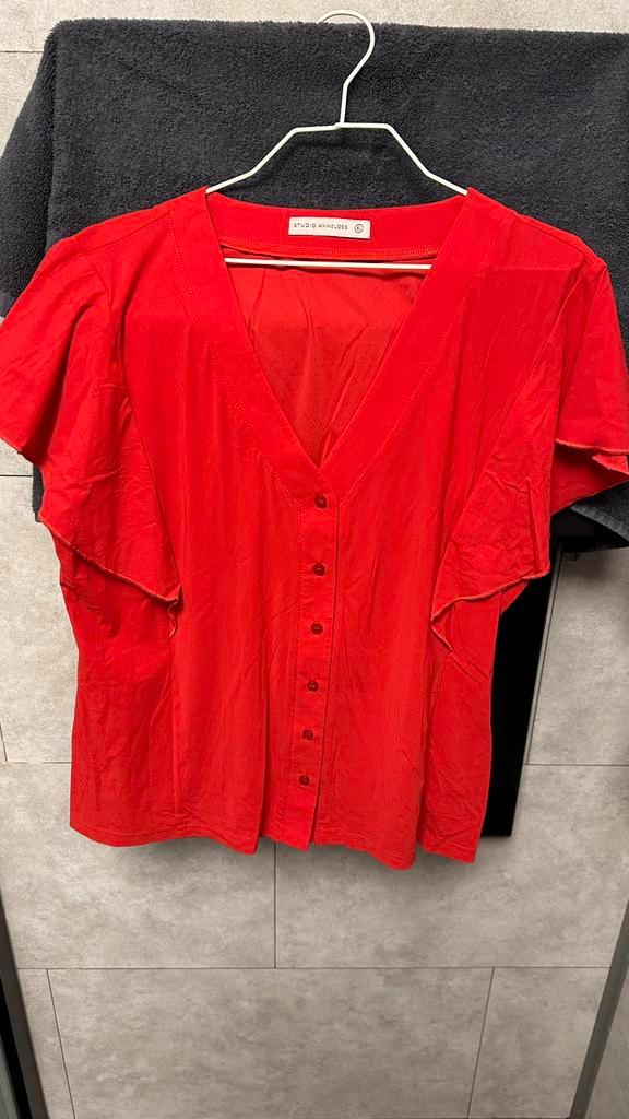 Studio anneloes rode travelstof blouse xl, Kleding | Dames, Blouses en Tunieken, Zo goed als nieuw, Maat 46/48 (XL) of groter