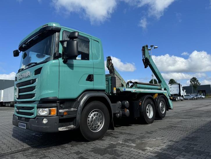 Scania G410 6x2 Meiller portaal / absetzk 325tkm topgeplegt, Auto's, Vrachtwagens, Bedrijf, ABS, Airconditioning, Centrale vergrendeling