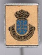 Sittardia papier op alu voetbalclub speldje ( Y_048 ), Verzenden, Zo goed als nieuw, Sport, Speldje of Pin