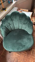 Schelpen fauteuil donkergroen velvet, Ophalen, Zo goed als nieuw, Eenpersoons, Minder dan 150 cm