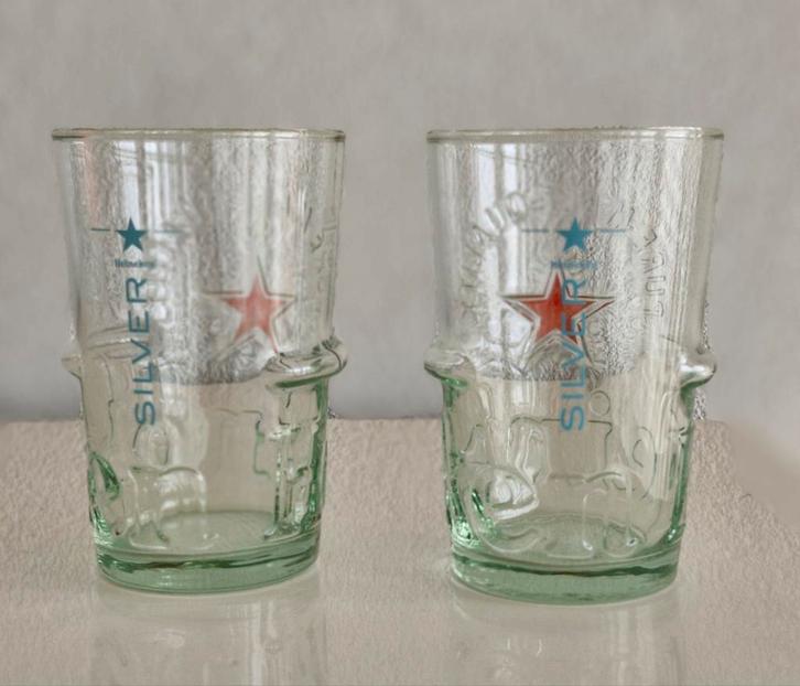 Twee Heineken glazen Silver, Verzamelen, Biermerken, Zo goed als nieuw, Glas of Glazen, Heineken, Ophalen of Verzenden