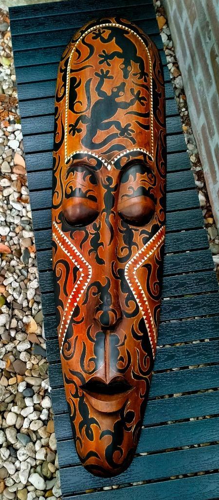 Handgesneden Houten 100CM Masker - Wanddecoratie - Australië, Huis en Inrichting, Woonaccessoires | Wanddecoraties, Zo goed als nieuw
