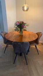 Ronde eettafel met 4 stoelen, Huis en Inrichting, Tafels | Eettafels, Ophalen, Gebruikt, Rond, 100 tot 150 cm