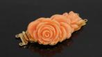 Koraal bloem roos 18k gouden exclusief slot bloedkoraal, Sieraden, Tassen en Uiterlijk, Antieke sieraden, Ophalen of Verzenden