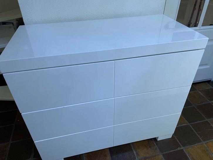 Commode Hoogglans wit - Z.G.A.N. - 3 Laden Soft Close, Huis en Inrichting, Kasten | Dressoirs, Zo goed als nieuw, 100 tot 150 cm