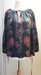 D'Ascoli Russia gebloemde zijden ballonmouw top, M, Maat 38/40 (M), Verzenden, Zwart, Nieuw