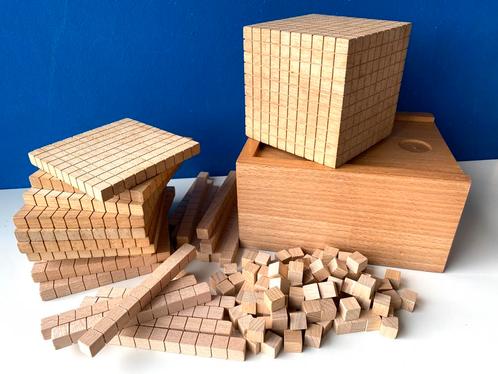 Houten Tientallensysteemset/kubus staafjes blokjes, Diversen, Schoolbenodigdheden, Gebruikt, Ophalen of Verzenden