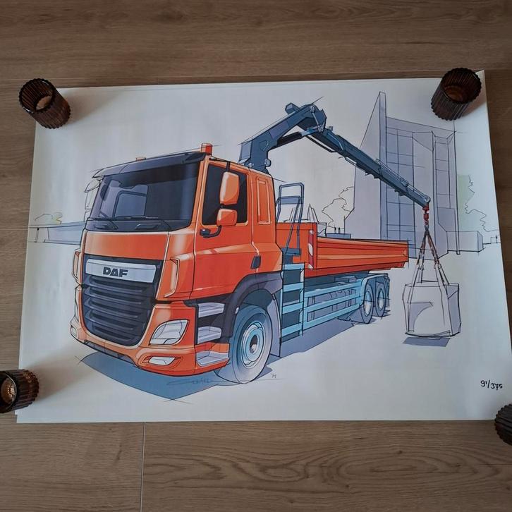DAF tekening, gesigneerd door de tekenaar. En genummerd., Verzamelen, Posters, Nieuw, A1 t/m A3, Ophalen