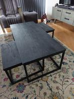 3 DELIG SALONTAFEL MANGO HOUT ZWART, Huis en Inrichting, Tafels | Salontafels, Ophalen, 100 tot 150 cm, Rond, 50 tot 100 cm