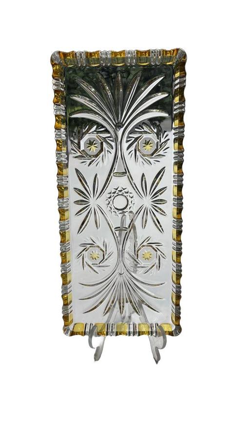 Vintage Waltherglas Cakeschaal, Geel, Jaren '60, MCM, Antiek en Kunst, Antiek | Glas en Kristal, Ophalen of Verzenden