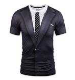 Heren smoking t-shirt (colbert stropdas shirt 3d shirt), Verzenden, Nieuw, Overige maten, Zwart