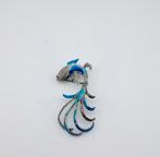 Broche zilver met emaille en markesietjes, Ophalen of Verzenden, Gebruikt, Zilver, Zilver