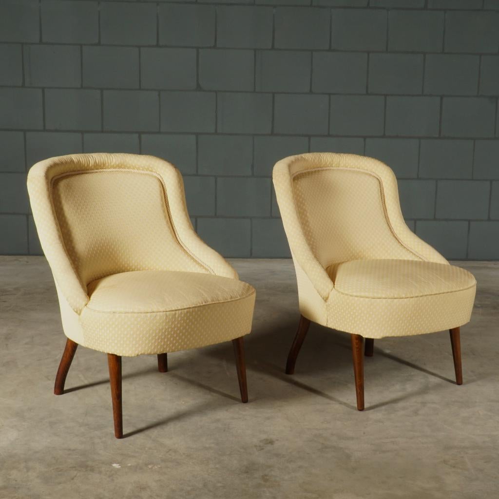 Set vintage cocktailfauteuils – jaren 60, Huis en Inrichting, Fauteuils, Gebruikt, Hout, Stof, Minder dan 50 cm, Minder dan 75 cm