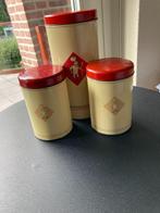 Bolletje | 3 beschuit bussen | bruin/oranje 1950 | rood logo, Ophalen of Verzenden, Gebruikt, Overige, Bolletje
