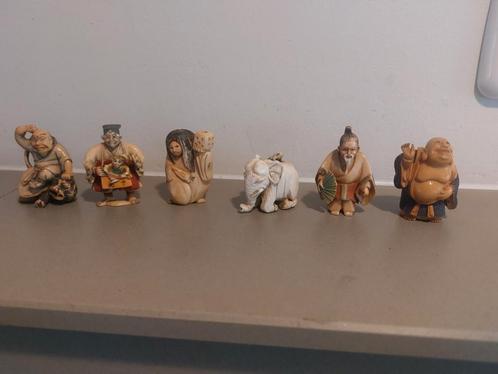 Antieke-stijl Netsuke Set (6 stuks), Antiek en Kunst, Kunst | Beelden en Houtsnijwerken, Ophalen of Verzenden