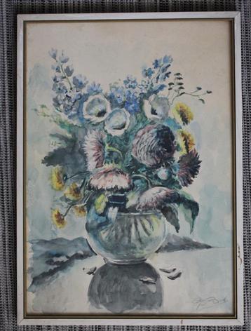 Geert Bok, aquarel, bloemstilleven, gesigneerd. beschikbaar voor biedingen