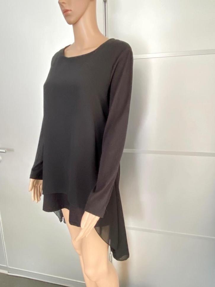 J143 Tuniek maat 42=L lang top blouse zwart, Kleding | Dames, Blouses en Tunieken, Zo goed als nieuw, Maat 42/44 (L), Zwart, Ophalen of Verzenden