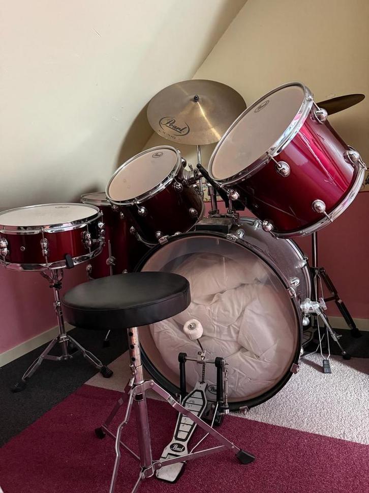 Pearl Drumstel - Compleet en klaar voor gebruik!, Muziek en Instrumenten, Drumstellen en Slagwerk, Gebruikt, Pearl, Ophalen