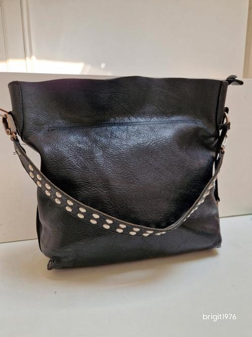 Zwart leren tas X Works., Sieraden, Tassen en Uiterlijk, Tassen | Damestassen, Gebruikt, Schoudertasje, Zwart, Ophalen of Verzenden
